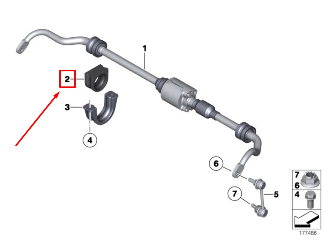 NEW BMW 5 E60 REAR STABILIZER RUBBER MOUNTING 37126761022 6761022 ORIGINAL