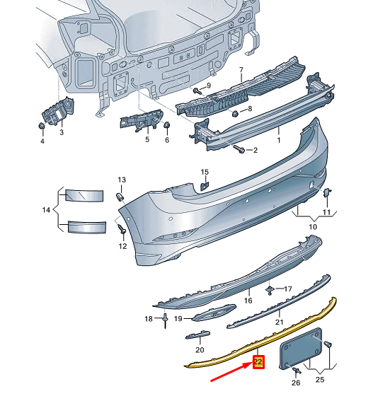 new vw polo aw mk6 rear center bumper trim 2g6807819a041 original