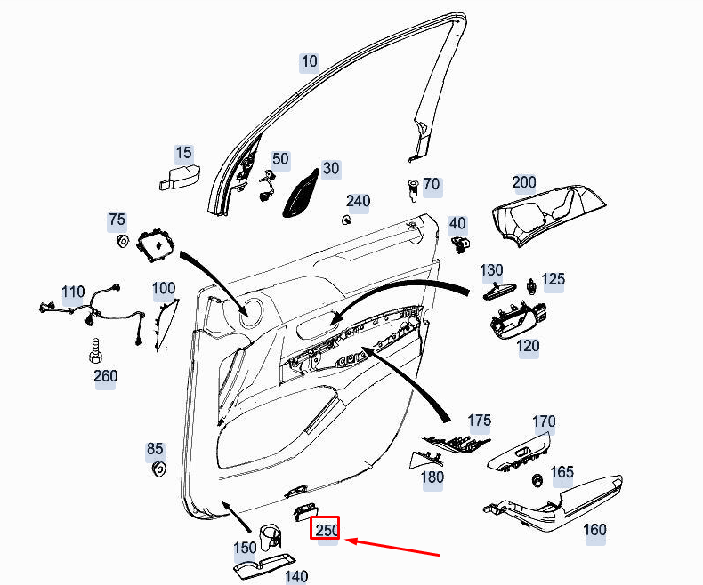 NEW MERCEDES-BENZ GLE W167 LOWER DOOR PANELING INTERIOR LAMP A0009064405