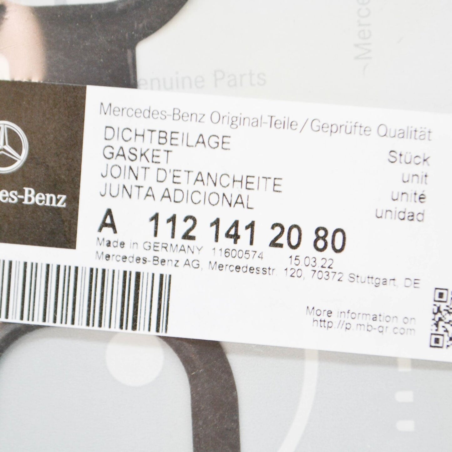 NEW MERCEDES-BENZ ML W163 INTAKE MANIFOLD GASKET A1121412080 ORIGINAL