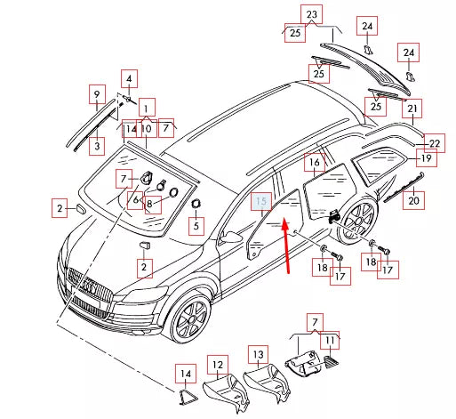 NEW AUDI Q7 4L FRONT LEFT DOOR WINDOW GLASS 4L0845021B ORIGINAL