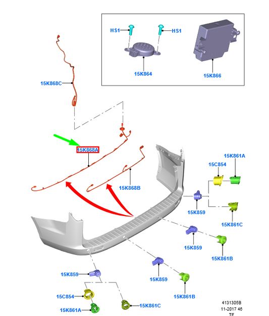 new ford transit custom mk1 rear parking aid jumper wire assy 1819097 original