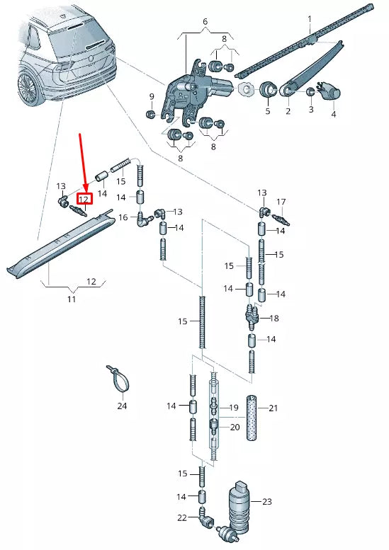 NEW AUDI Q7 4M REAR GLASS WASHER NOZZLE 5TA955993 ORIGINAL