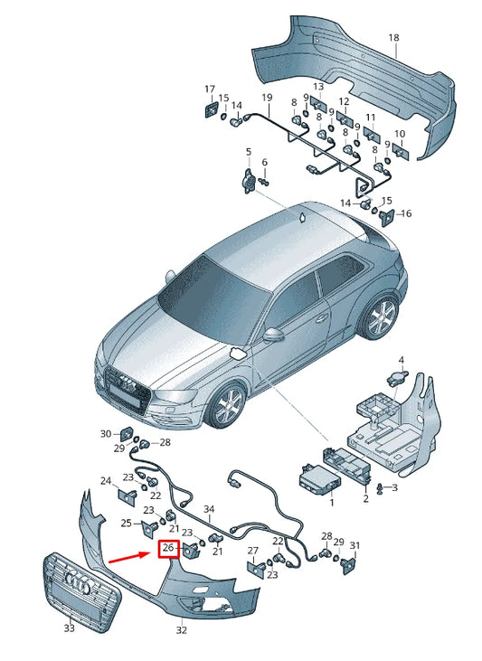 NEW AUDI A3 8V FRONT RIGHT BUMPER PARK SENSOR BRACKET 8V39192673FZ ORIGINAL