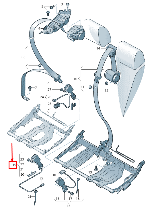 NEW AUDI Q8 4MN REAR MIDDLE SEAT BELT BUCKLE 80A858491CMNB ORIGINAL