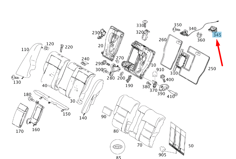 NEW MB E W212 REAR SEAT BACKREST RIGHT LOCK LEVER A20492002649051 ORIGINAL