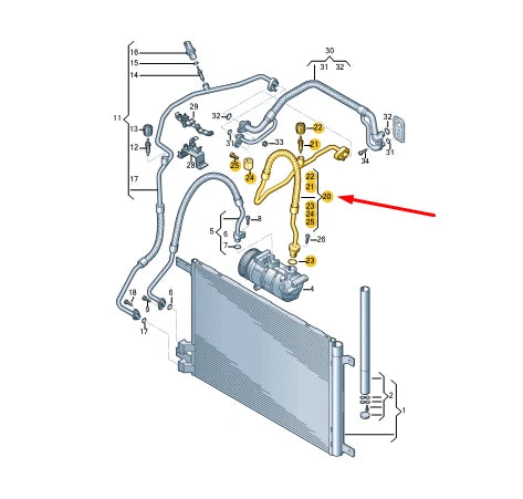 NEW VOLKSWAGEN TIGUAN AD A/C REFRIGERANT AIR CON LINE 5QF816743A ORIGINAL