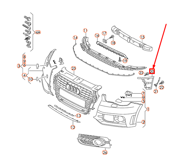 NEW AUDI A1 8X FRONT BUMPER COVER LEFT SIDE END CAP 8X0807151A ORIGINAL