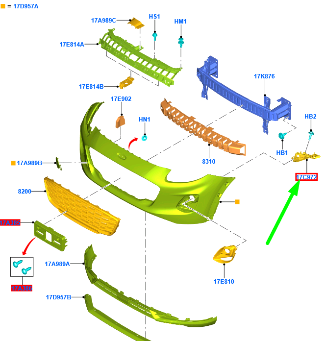 new ford puma front left bumper bracket 2514048 l1tb-17d959-ah original