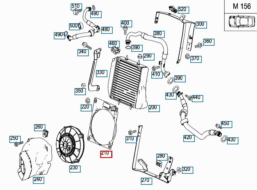 NEW MB CLK C209 ENGINE OIL COOLING FAN RADIATOR SHROUD A2095051030 ORIGINAL