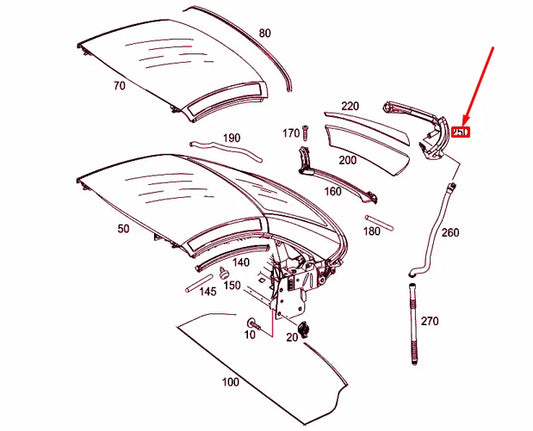 NEW MERCEDES-BENZ SLK R172 RIGHT RETRACTABLE ROOF SEALING A1727900498