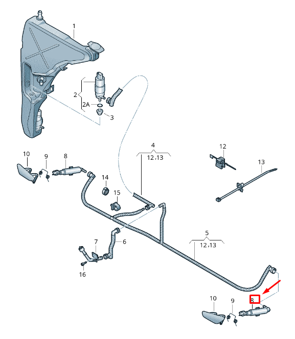 new audi a8 4h front left headlight washer jet nozzle 4h0955101a original