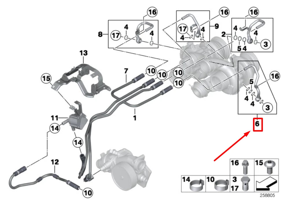 NEW BMW 6 COUPE F13 TURBOCHARGER COOLANT LINE 8053160 11538053160 ORIGINAL