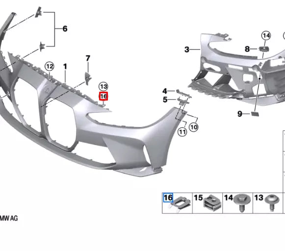 NEW BMW M4 COUPE G82 FRONT BUMPER CLAMP 51117885598 ORIGINAL