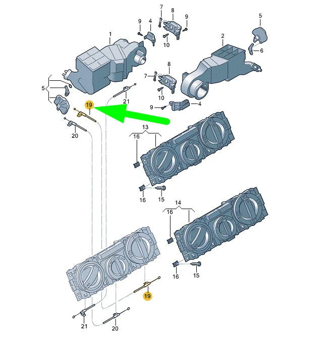 NEW VOLKSWAGEN TRANSPORTER T5 DEFROSTER FLAP CABLE RHD 7H2819835D ORIGINAL