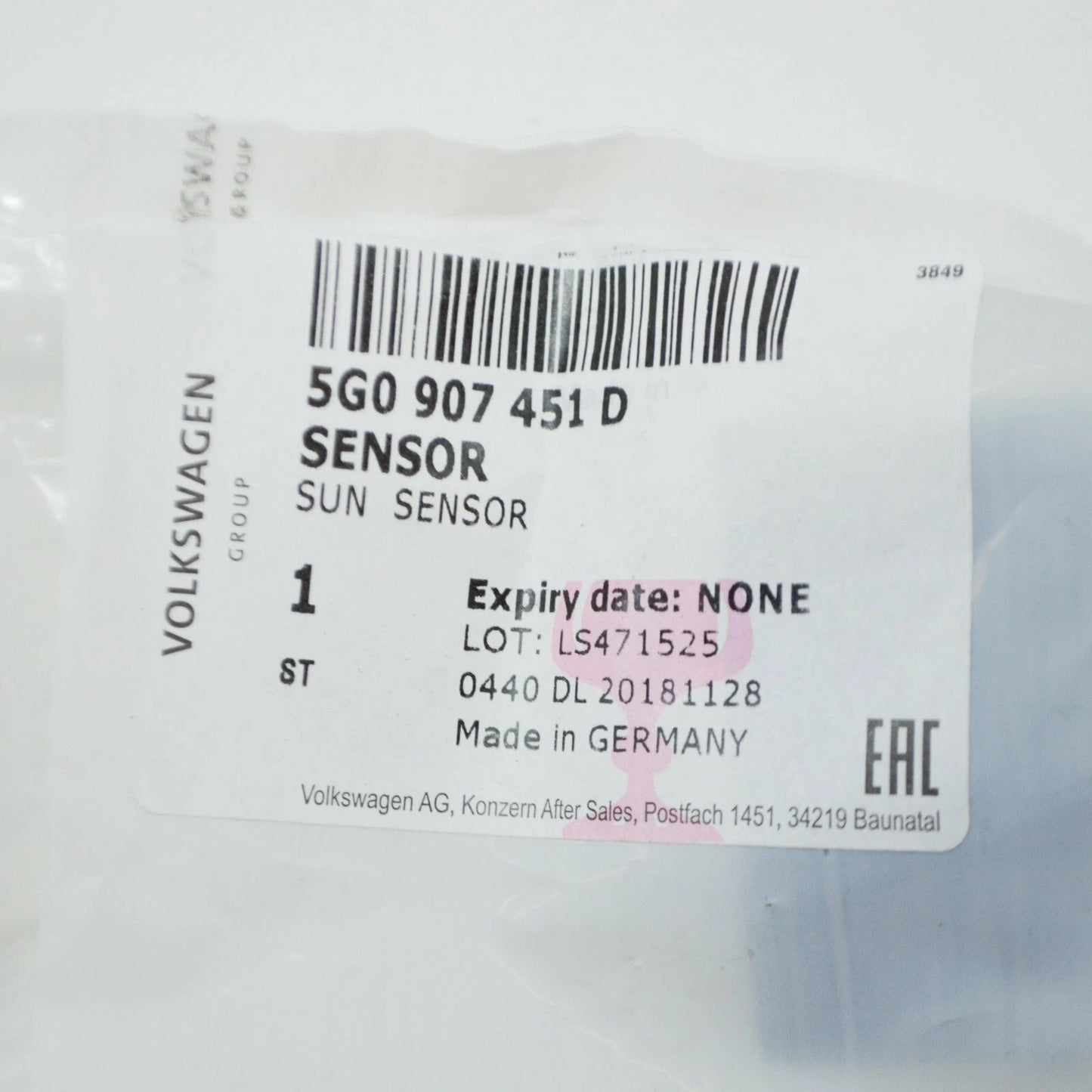 NEW VOLKSWAGEN GOLF MK7 SUN SENSOR 5G0907451D