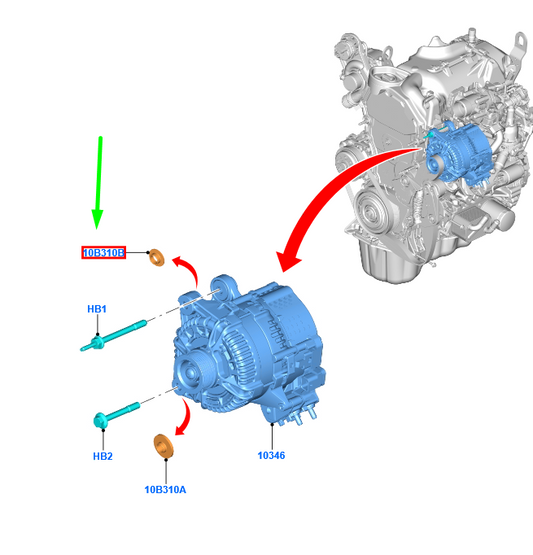 new ford kuga mk3 alternator bush 2383265 kk21-1a218-ba original