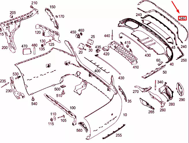 NEW MERCEDES-BENZ E- 213 REAR BUMPER CENTRAL TRIM STRIP A2138850321 ORIGINAL