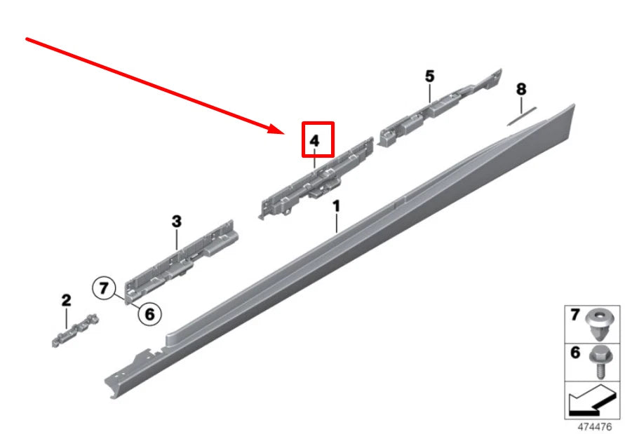 NEW BMW 4 F36 LEFT ROCKER PANEL MOLDING BRACKET 51777320207 7320207 ORIGINAL