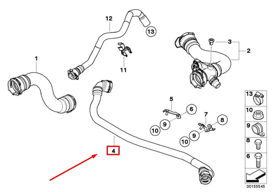 NEW BMW X3 E83 LOWER RADIATOR HOSE 3422785 17123422785 ORIGINAL
