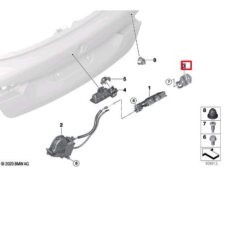 new bmw 1 f40 rear trunk bootlid striker 51247357094 original