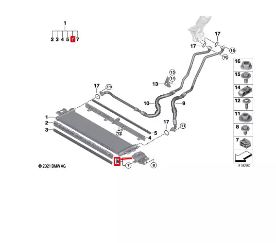 NEW BMW M4 COUPE G82 ENGINE OIL COOLER BRACKET REPAIR KIT 17219501958 ORIGINAL