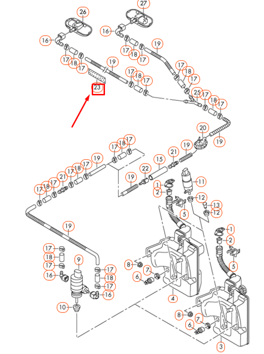 new audi a1 8x front washer system felt strips self-adhesive 533863288a original