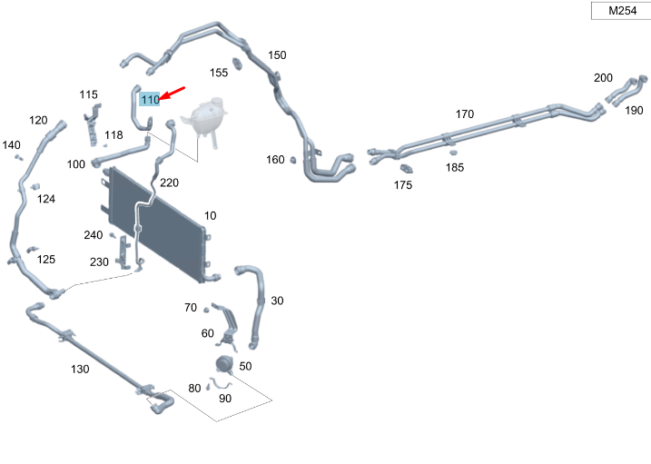 NEW MERCEDES-BENZ GLE W167 COOLANT LINE A1675016203 ORIGINAL