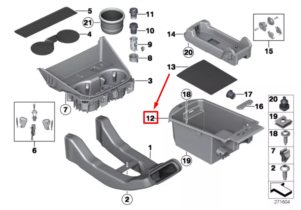 NEW BMW X4 F26 CENTER CONSOLE STORAGE TRAY 9184500 51169184500 ORIGINAL