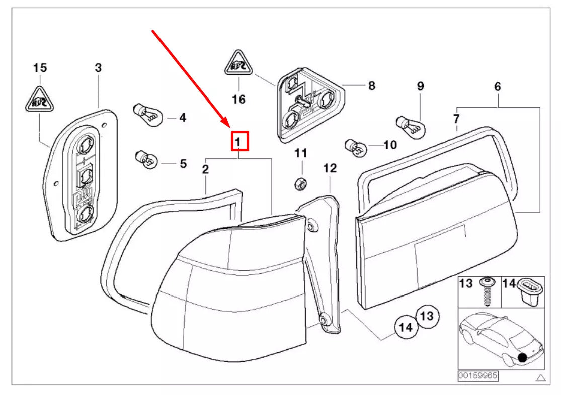 NEW BMW 5 E39 REAR LEFT TAILLIGHT 6900215 63216900215 ORIGINAL