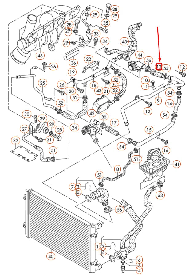 NEW AUDI A4 B7 COOLANT FLANGE HOSE 06D121101B ORIGINAL