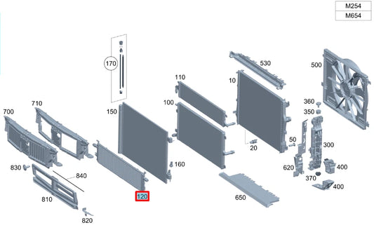 NEW MERCEDES-BENZ C W206 AIR COOLANT RADIATOR A0995003801 ORIGINAL