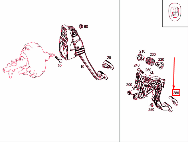 NEW MERCEDES-BENZ C-CLASS W203 BRAKE CLUTCH PEDAL COVER A2012910082 ORIGINAL