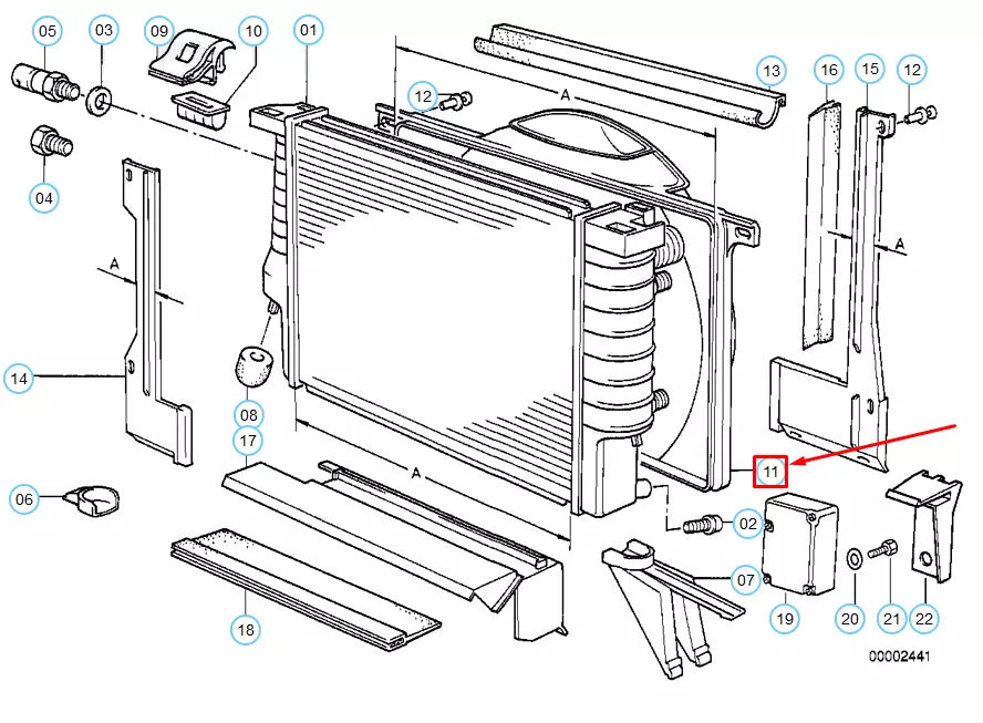 NEW BMW 5 E34 RADIATOR FAN SHROUD 17112227101 2227101 ORIGINAL