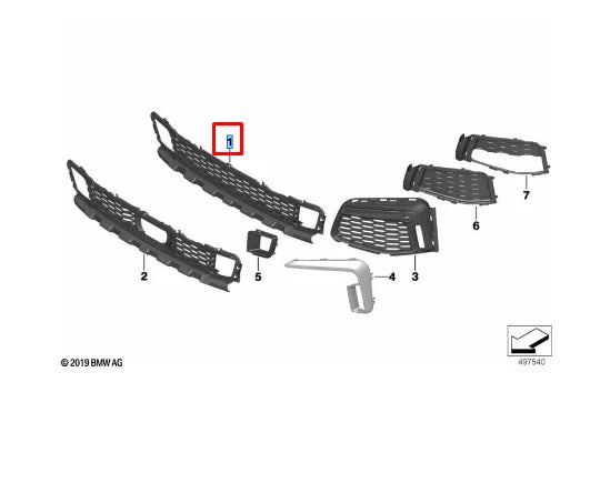 NEW BMW 7 G11 G12 M FRONT BUMPER CENTER AIR INTAKE GRILLE 51118073999 ORIGINAL