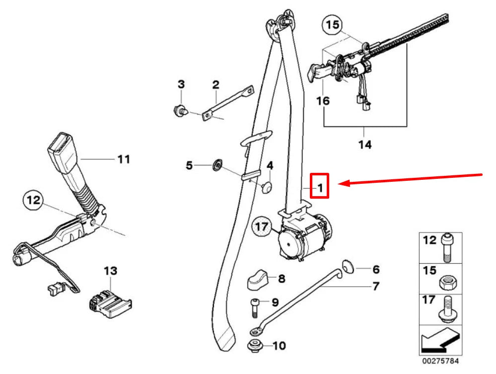 NEW BMW 3 COUPE E92 FRONT LEFT SEATBELT D9114283 72119114283 ORIGINAL