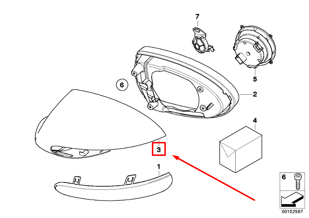 new bmw 5 touring e61 front left mirror housing 51167906347 7906347 original