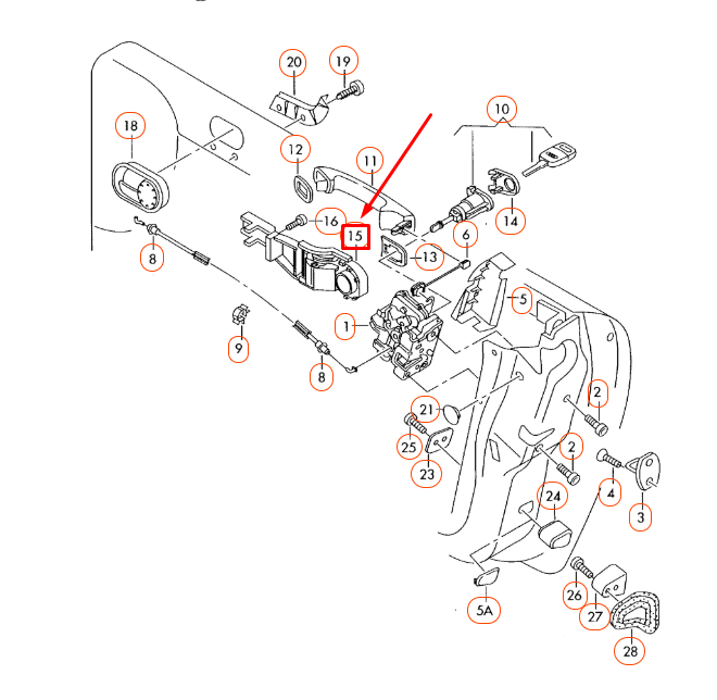 NEW AUDI TT 8N FRONT LEFT DOOR HANDLE MOUNTING BAR 3B0837885K ORIGINAL
