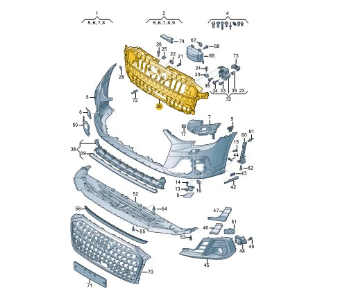 NEW AUDI A8 4N FRONT BUMPER CENTER CLOSING ELEMENT 4N0807233D ORIGINAL