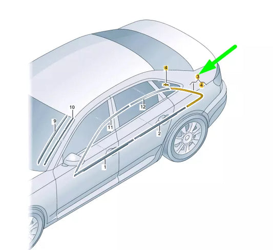 NEW AUDI A4 B9 REAR RIGHT SIDE WINDOW TRIM STRIP 8W58533462ZZ ORIGINAL