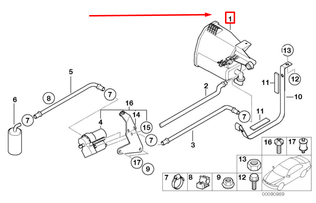 new bmw z3 coupe e36 activated charcoal filter 16131184608 1184608 original
