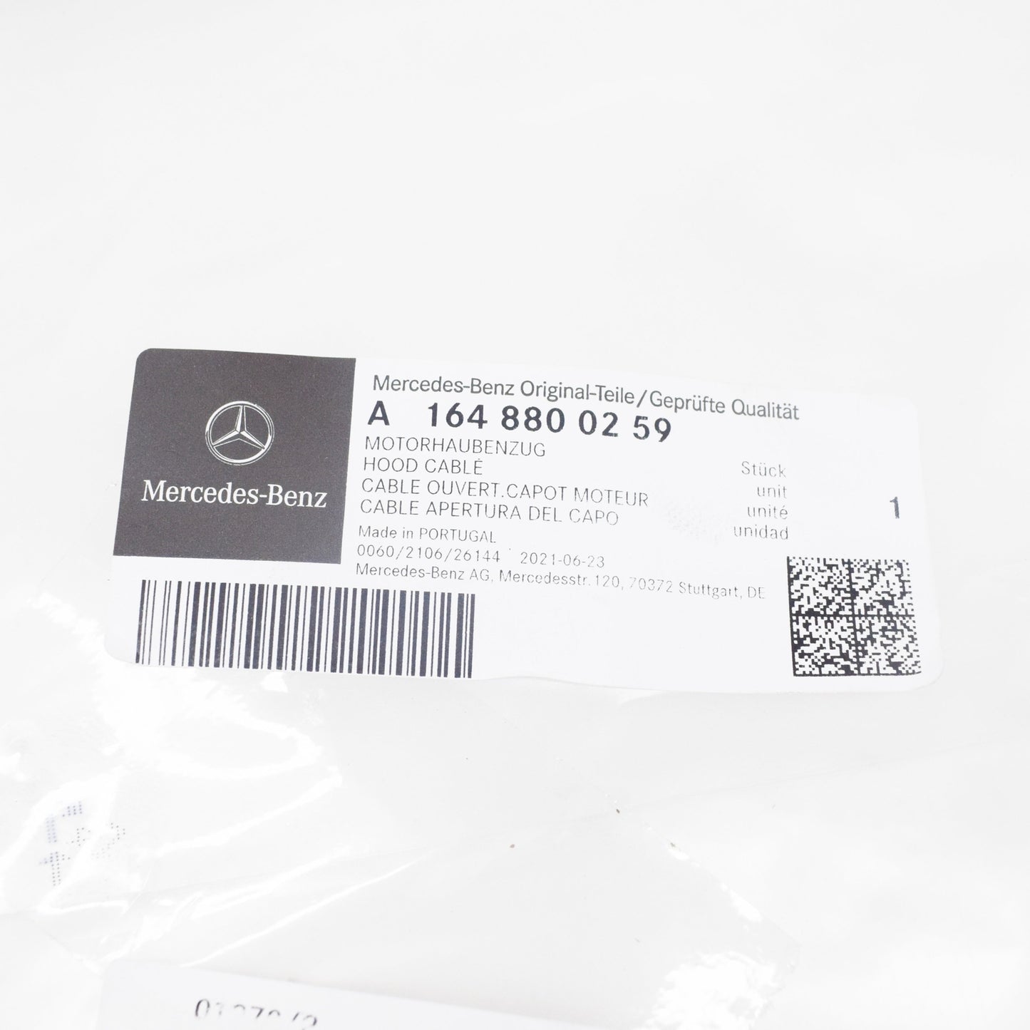 NEW MB GL-CLASS X164 BONNET HOOD RELEASE CABLE A1648800259 ORIGINAL