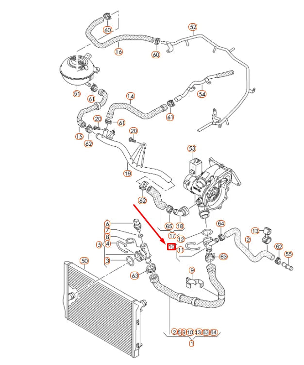 NEW AUDI A1 MK1 COOLANT HOSE QUICK ACTING COUPLING 1K0122291M ORIGINAL