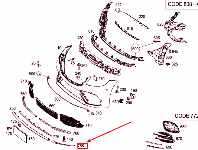 NEW MERCEDES-BENZ S W222 FRONT BUMPER RIGHT ORNAMENTAL TRIN A2228857800 ORIGINAL