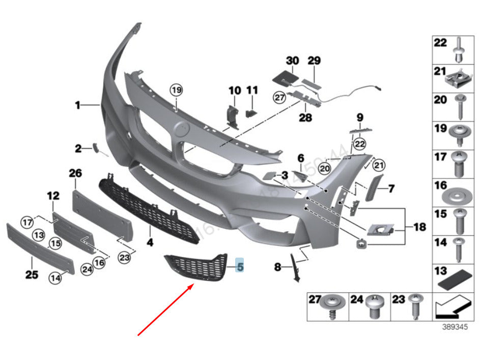 Genuine Bmw M4 F82 Front Bumper Lower Left Grille 51118054301 8054301 2016 Original