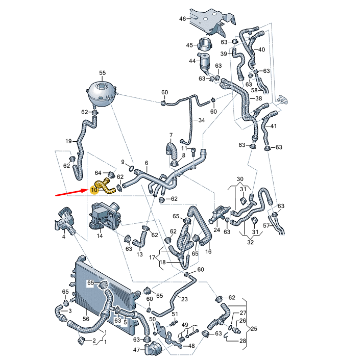 new vw transporter vi t6 coolant hose 7e0121086e original