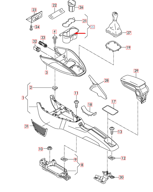 NEW AUDI A1 8X1 CENTER CONSOLE CUP HOLDER 8X0862533 6PS ORIGINAL
