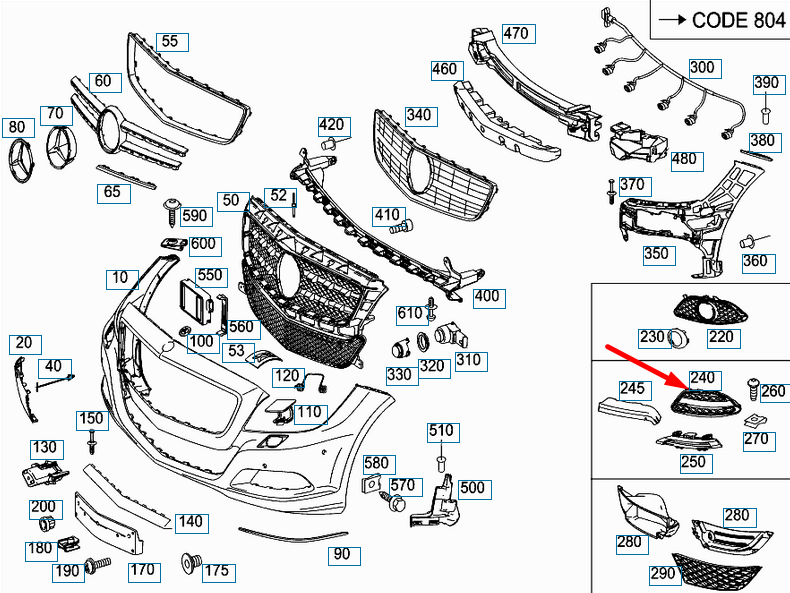 NEW MERCEDES-BENZ CLS C218 FRONT LEFT GRILL A2188850853 ORIGINAL