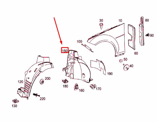 NEW MB C W204 FRONT RIGHT WHEELHOUSE COVER REAR PART A2046905030 ORIGINAL