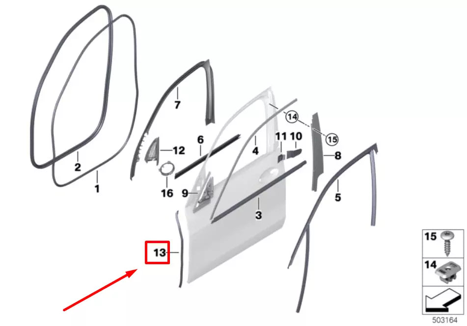 NEW BMW X6G06 FRONT LEFT DOOR A-PILLAR CAULKING 51769465617 9465617 ORIGINAL